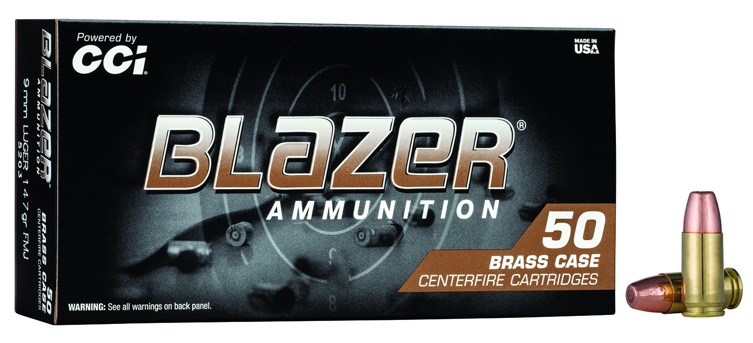 CCI Blazer 9MM Luger Brass FMJ 147 Grain 50 Rounds