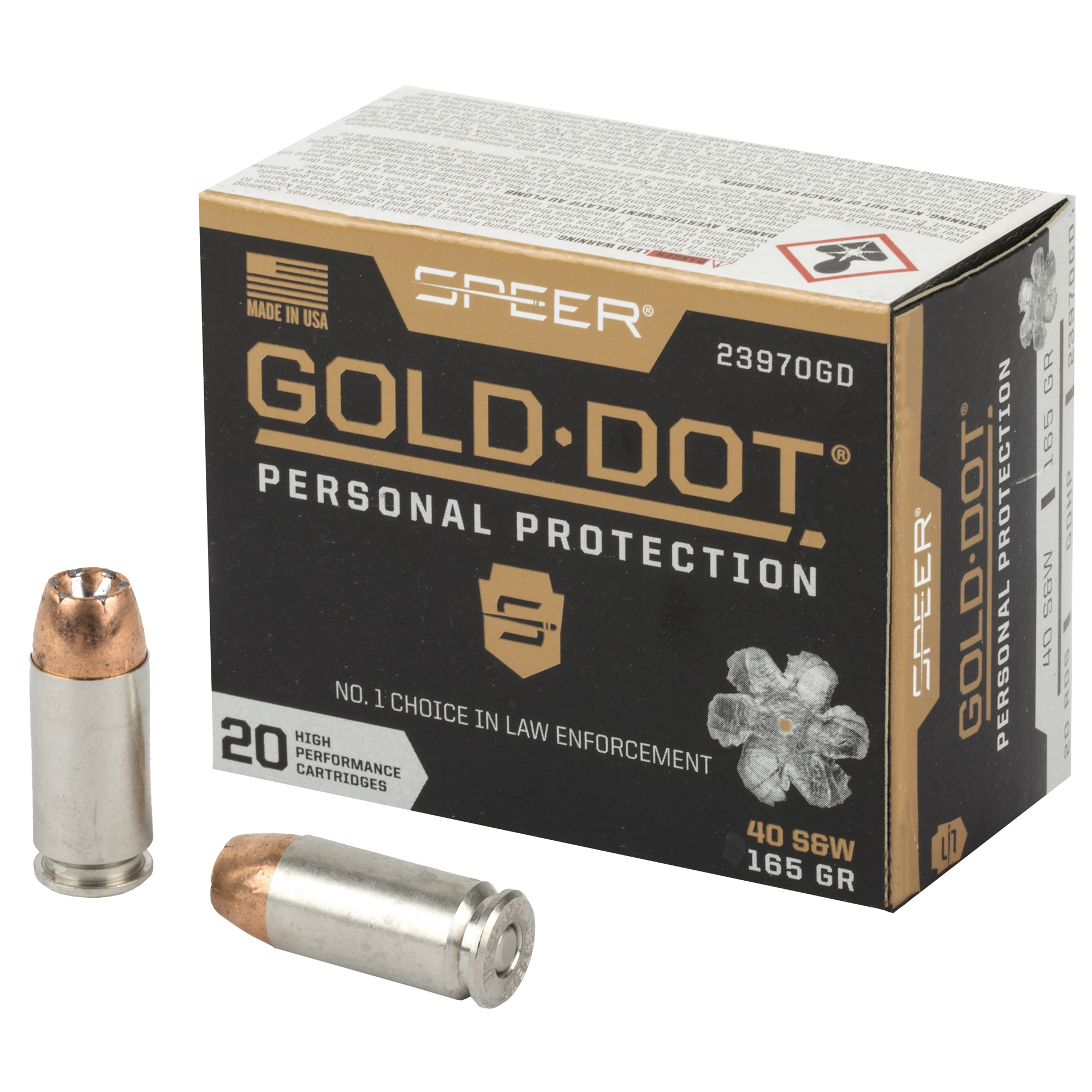 Speer Gold Dot 40 S&W 165 Grain JHP 20 rounds