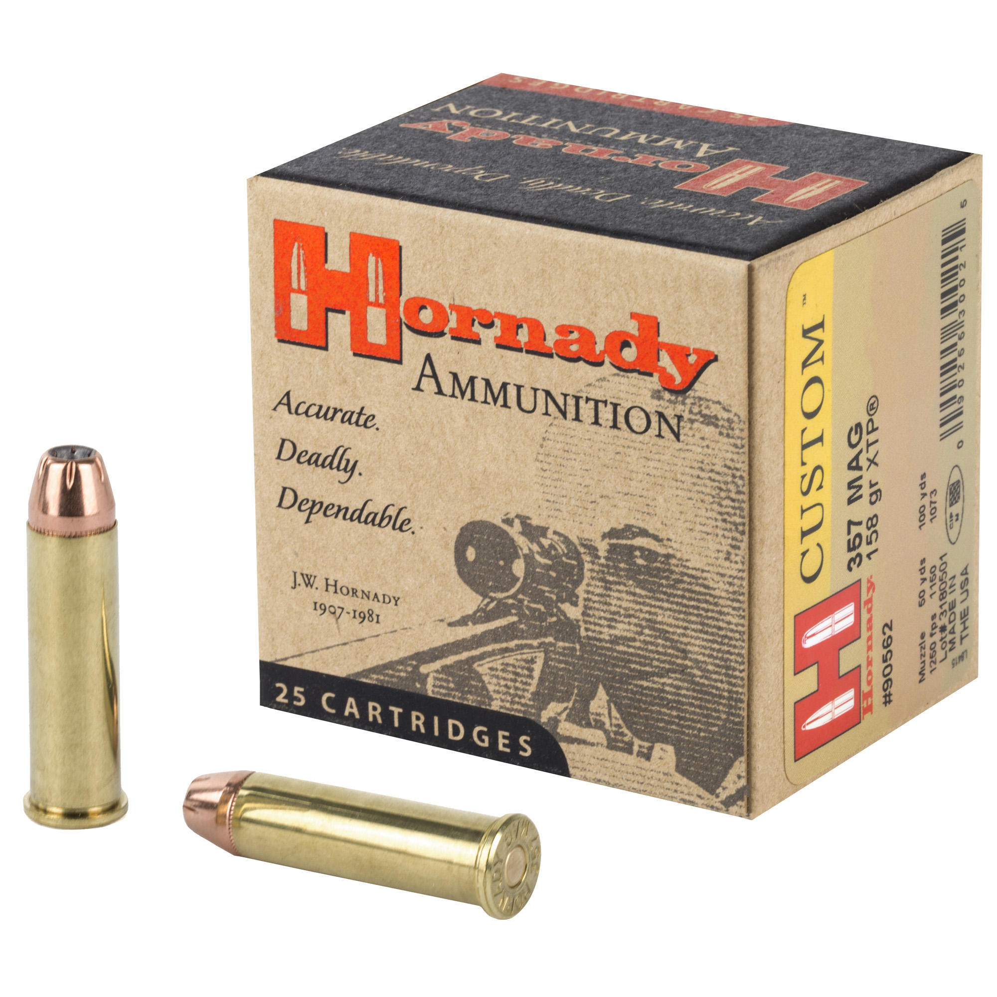 Hornady Custom 357 Mag 158 Grain XTP JHP 25 rounds