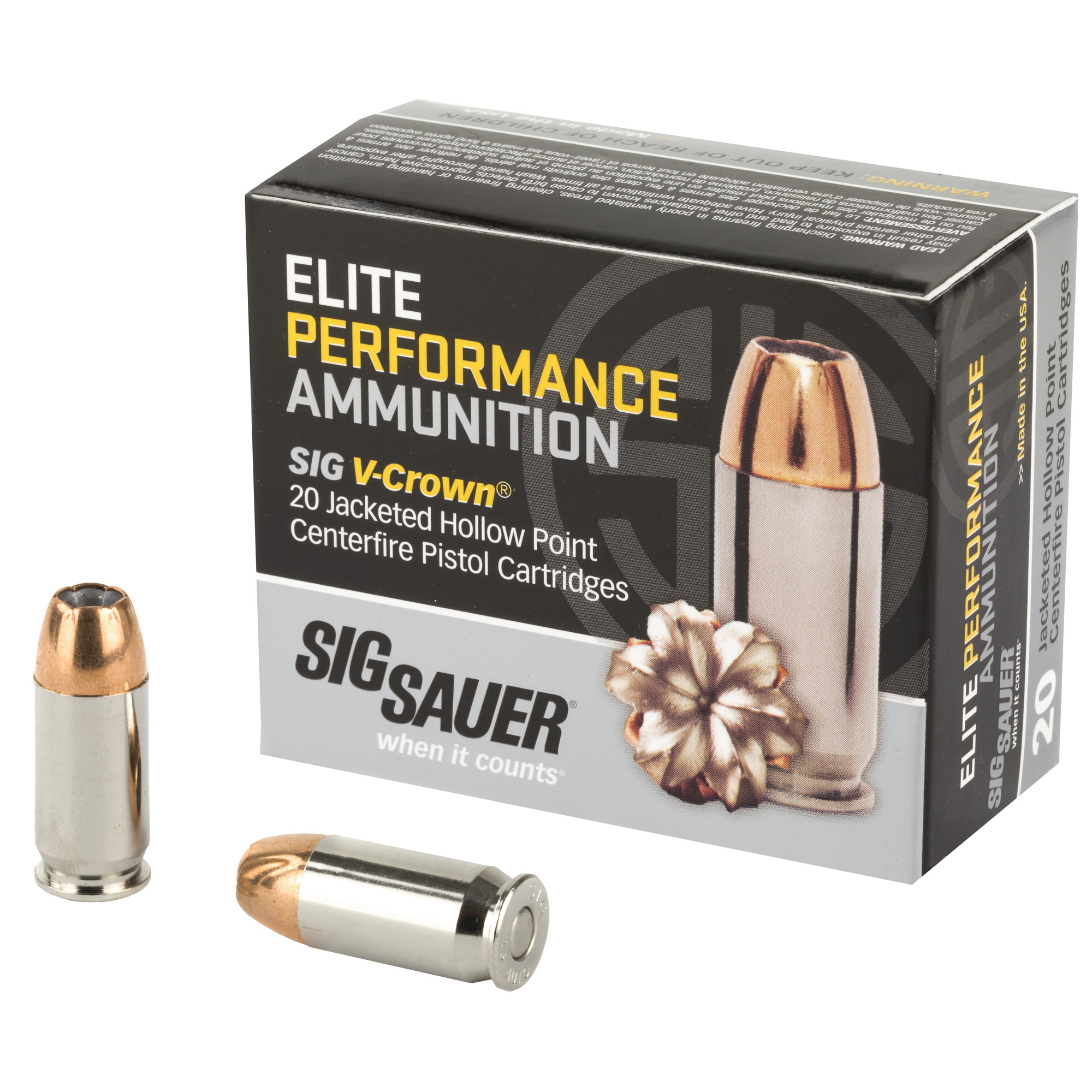 Sig Sauer Elite V-Crown 45 ACP 185 Grain JHP 20 rounds