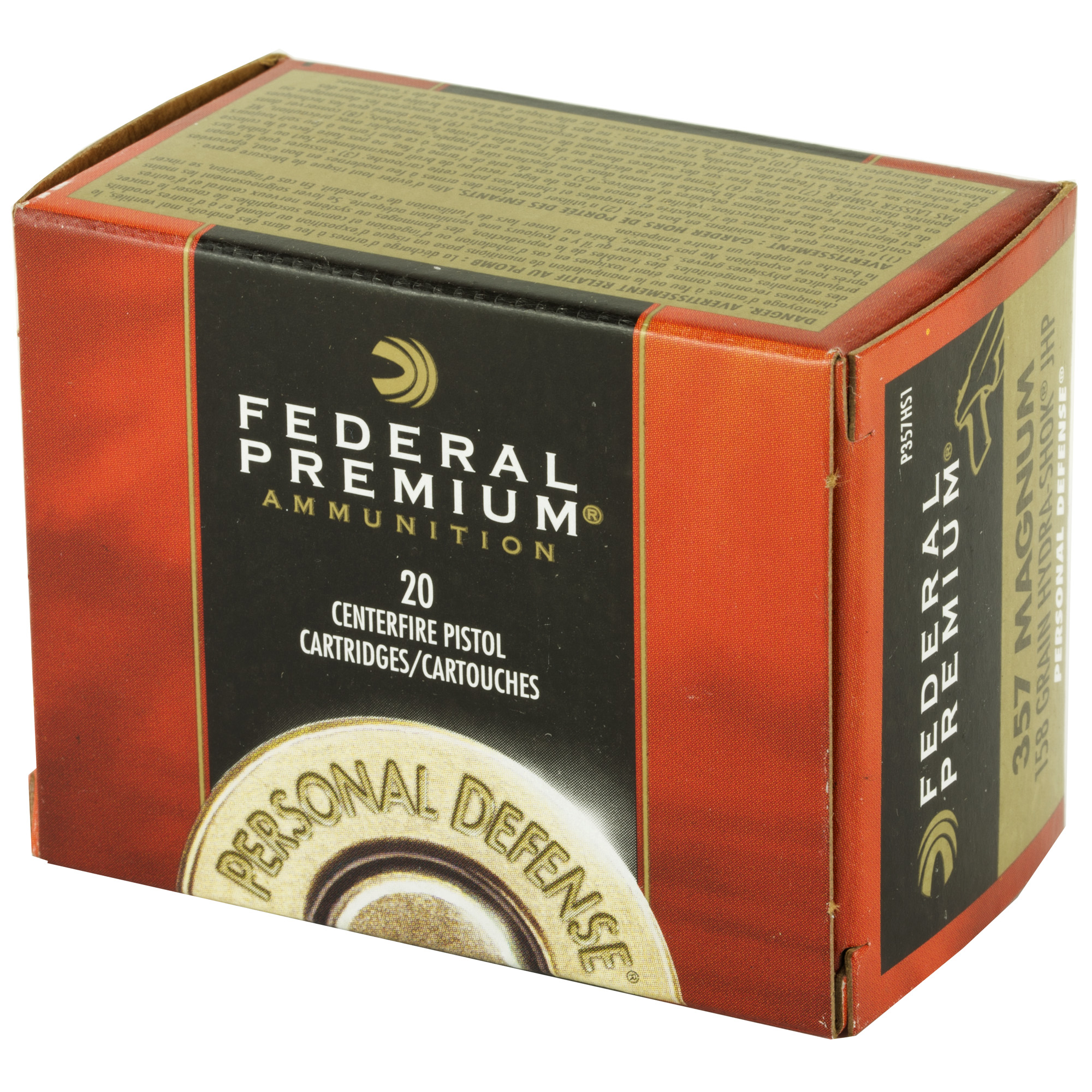 Federal Premium Personal Defense 357 Mag 158 Grain Hydra-Shok JHP 20 rounds