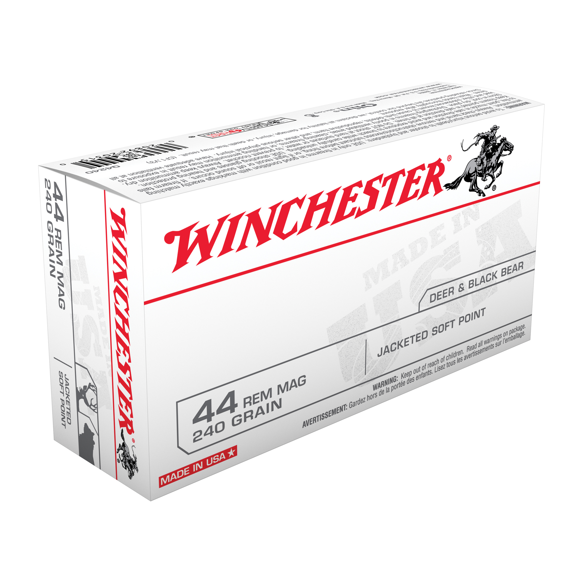 Winchester USA 44 Rem Mag 240 Grain JSP 50 rounds