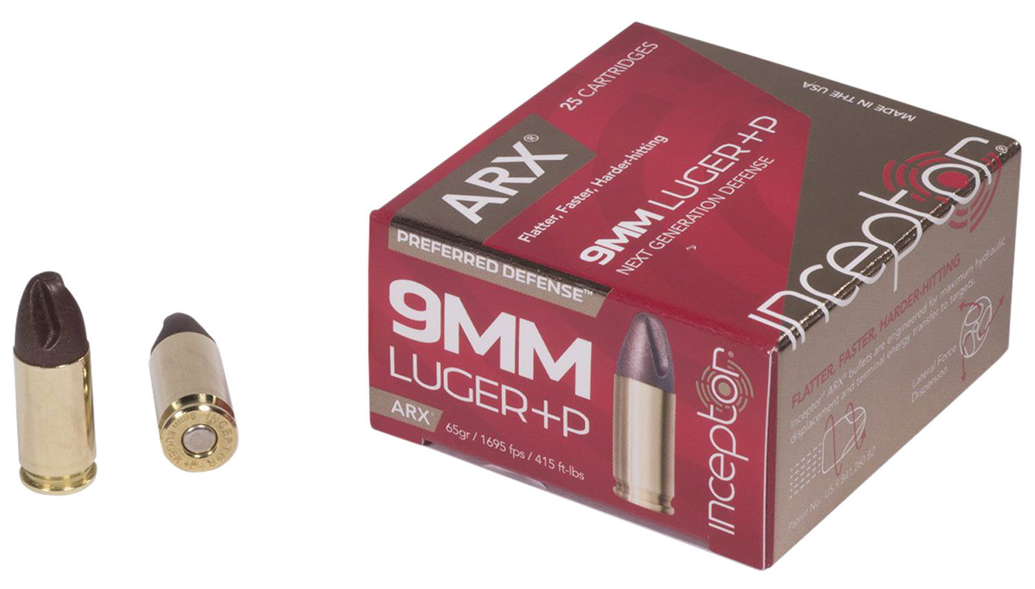 Inceptor Preferred Defense 9mm Luger 65 Grain ARX +P 25 rounds