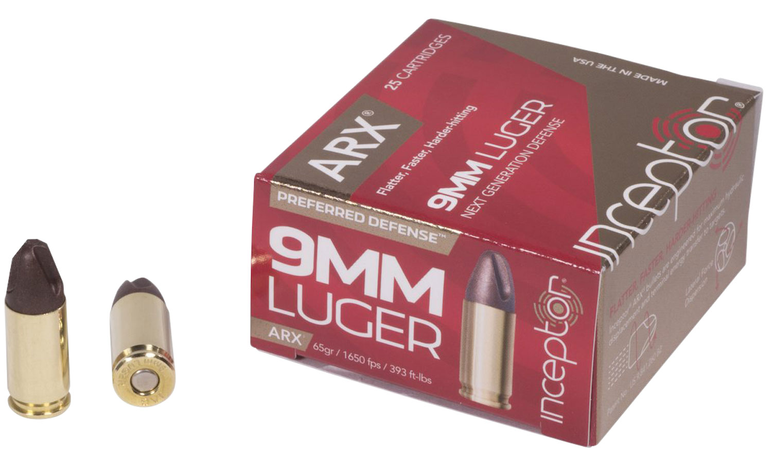 Inceptor Preferred Defense 9mm Luger 65 Grain ARX 25 rounds