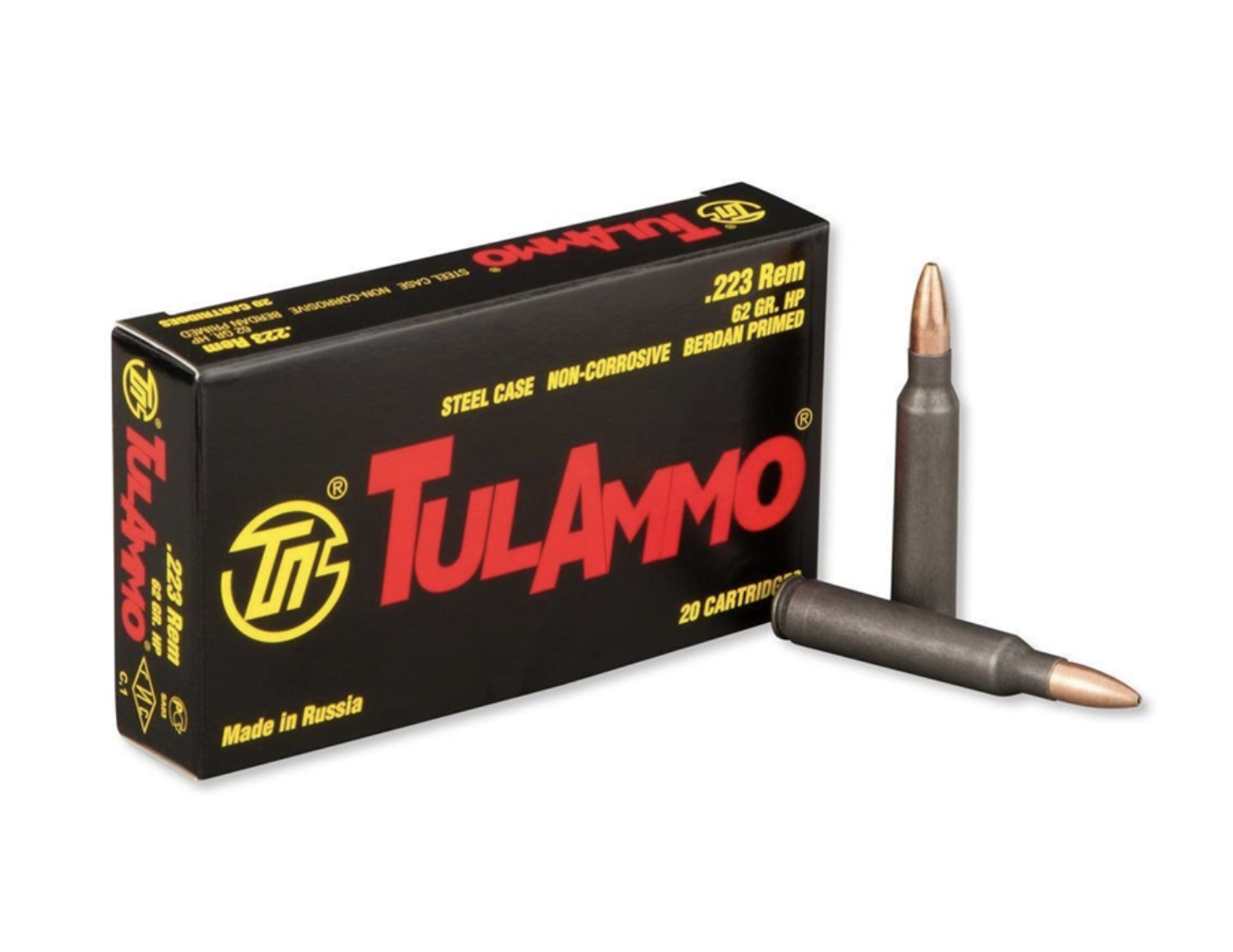 24 TulAmmo 223 Remington Steel 62 Grain HP 40 rounds 0 5 29 54 Grain 40 Rounds