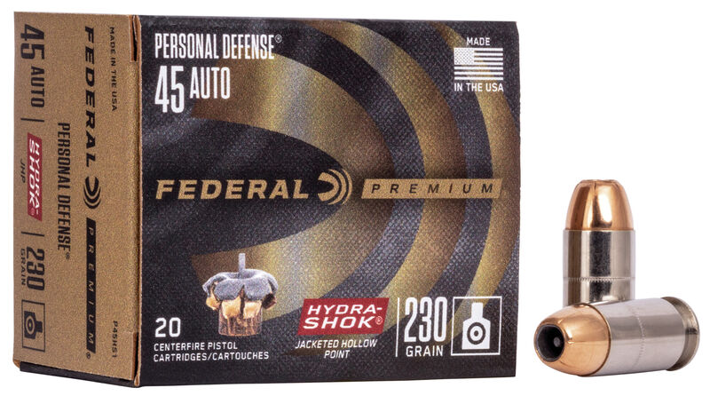 Federal 45 ACP Nickel Plated Brass JHP 230 Grain 20 Rounds