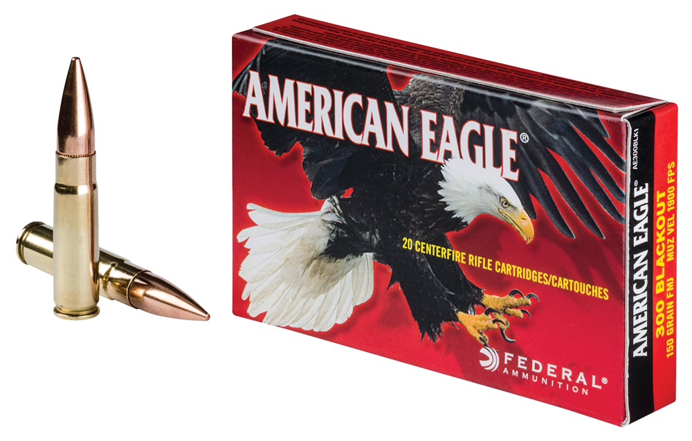 Federal American Eagle 300 Blackout Brass FMJBT 150 Grain Grain 20 Rounds