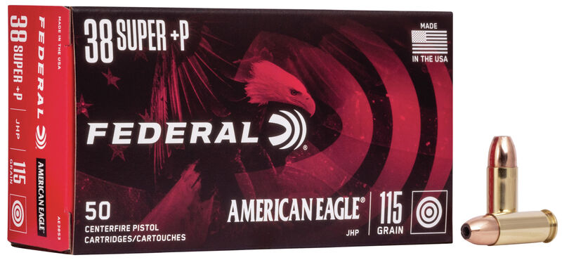 Federal American Eagle 38 Super+P 115 Grain JHP 50 rounds