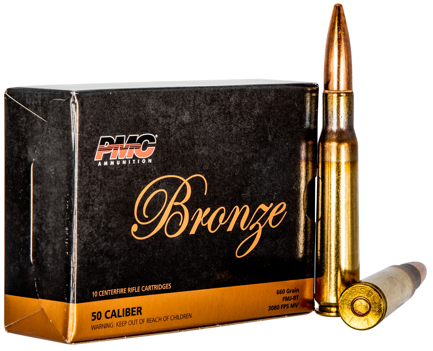 PMC Bronze 50 BMG Brass FMJBT 660 Grain 10 Rounds