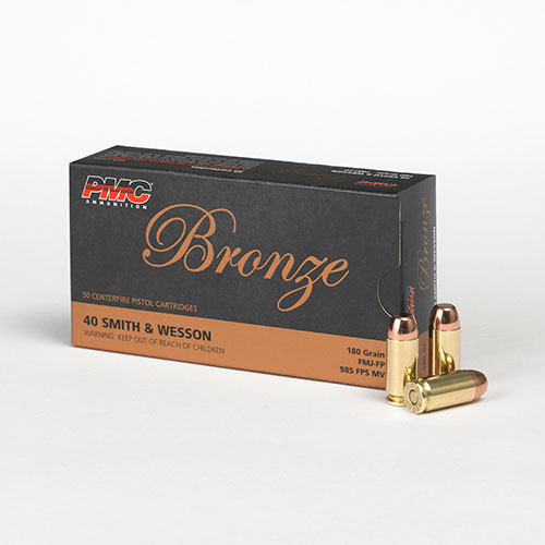 PMC Bronze 40 S&W Brass FMJFP 180 Grain 50 Rounds