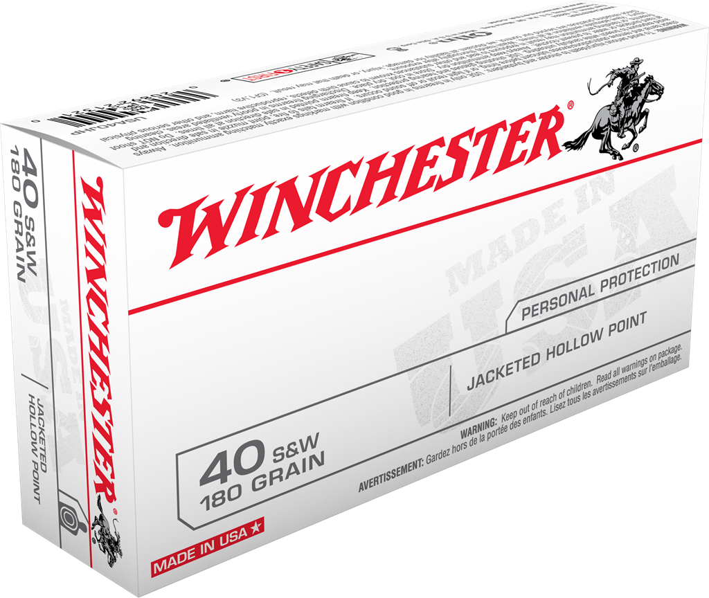 Winchester USA 40 S&W Brass JHP 180 Grain 50 Rounds