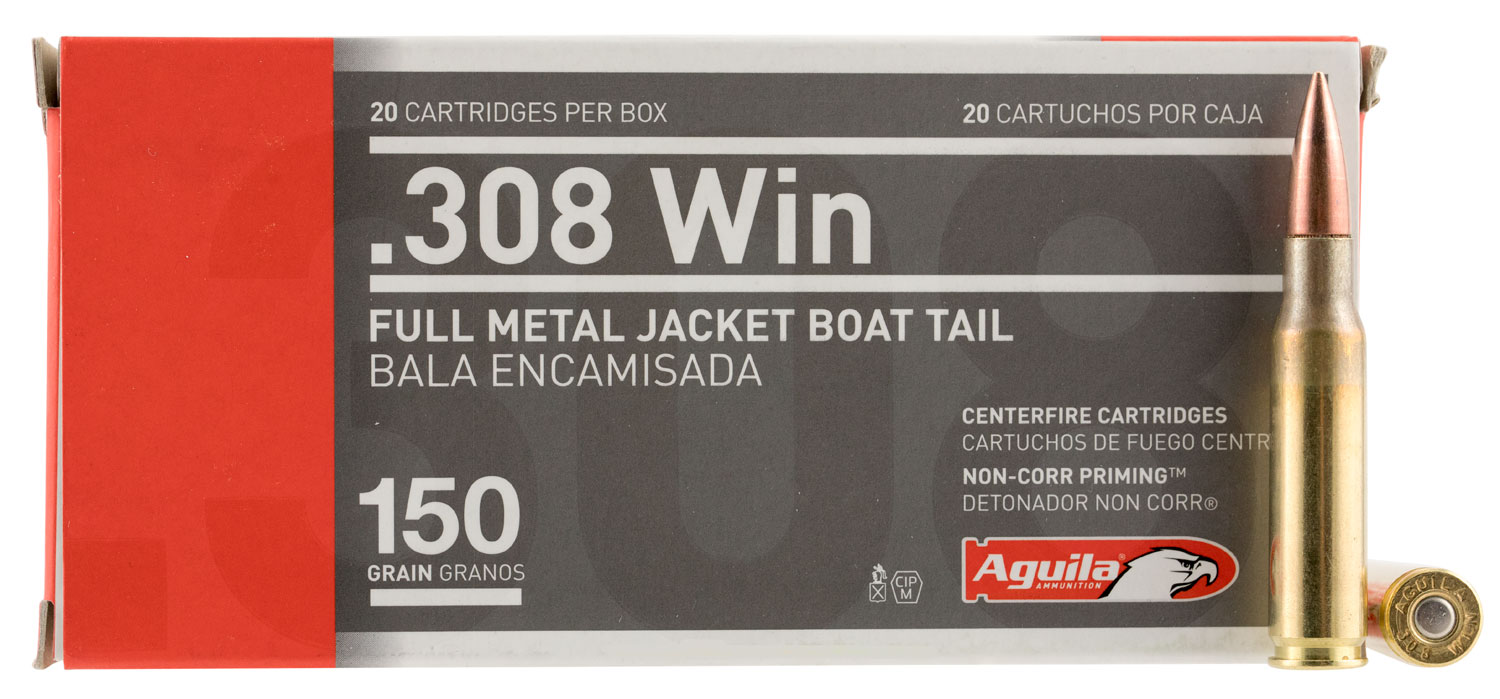 Aguila 308 Win Brass FMJBT 150 Grain 20 Rounds