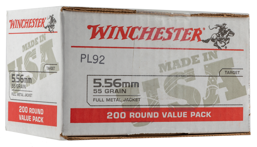Winchester USA 5.56x45mm NATO Brass FMJ 55 Grain 200 Rounds