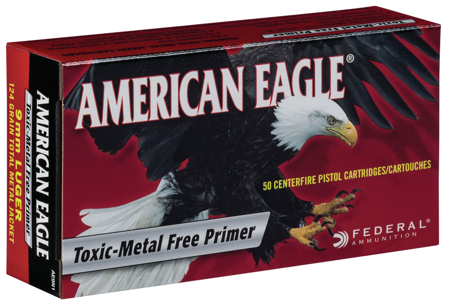 Federal American Eagle 9MM Luger Brass FMJ 147 Grain 50 Rounds