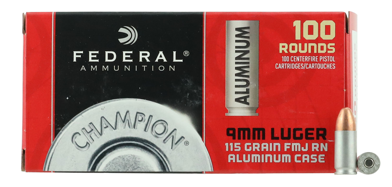 Federal Champion 9MM Luger Aluminum FMJ 115 Grain 100 Rounds
