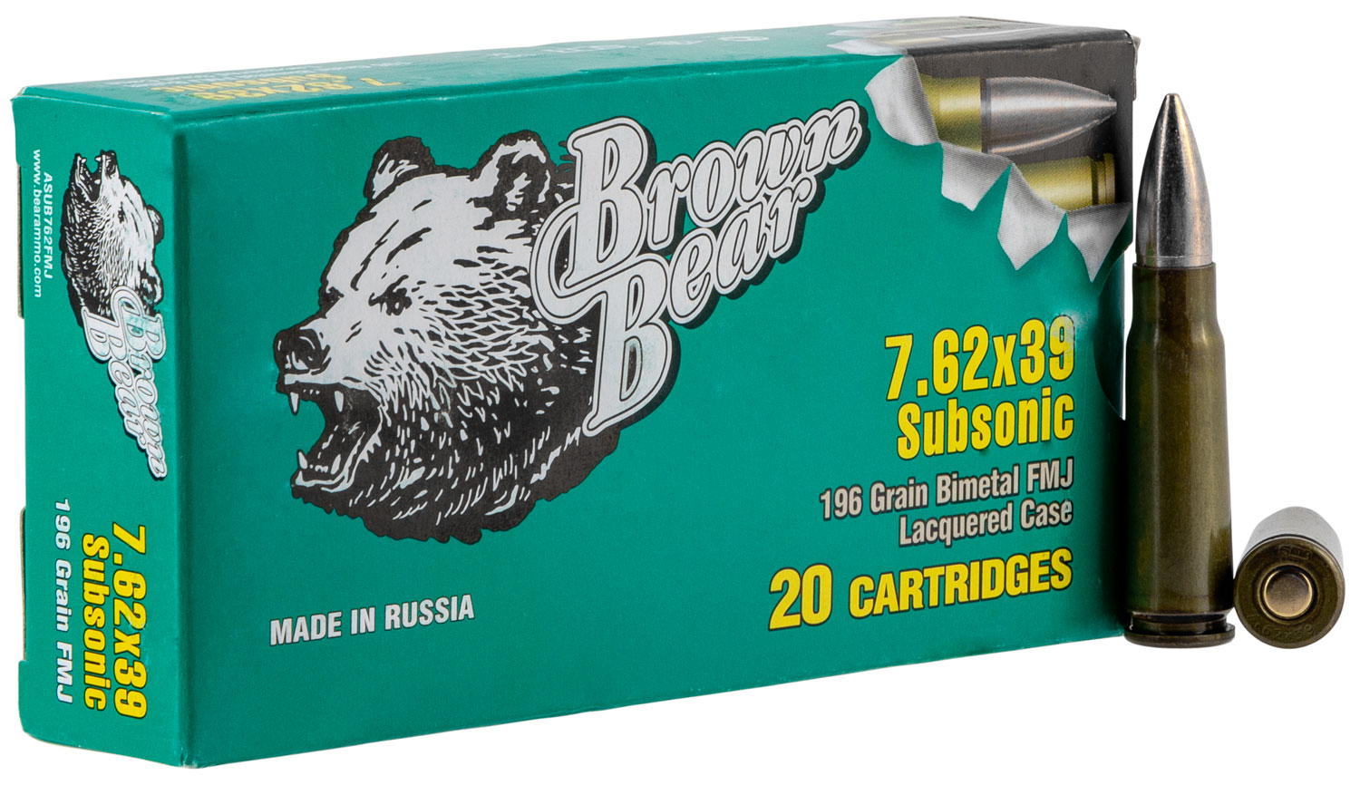 Fime Group Brown Bear 7.62x39mm Steel FMJ 196 Grain 20 Rounds