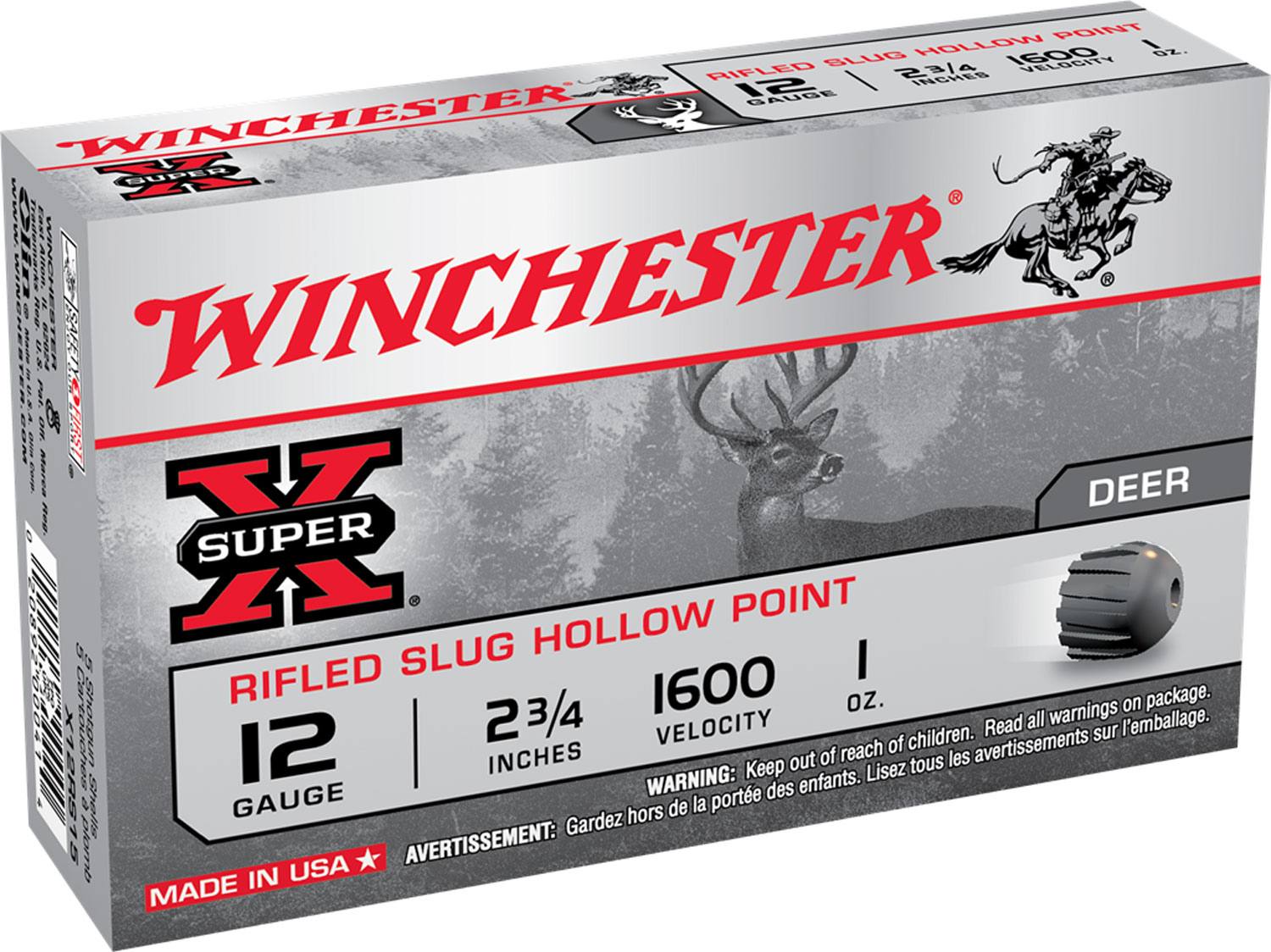 Winchester Super X 12 Gauge 2.75" Rifled Slug 1 oz 5 Rounds
