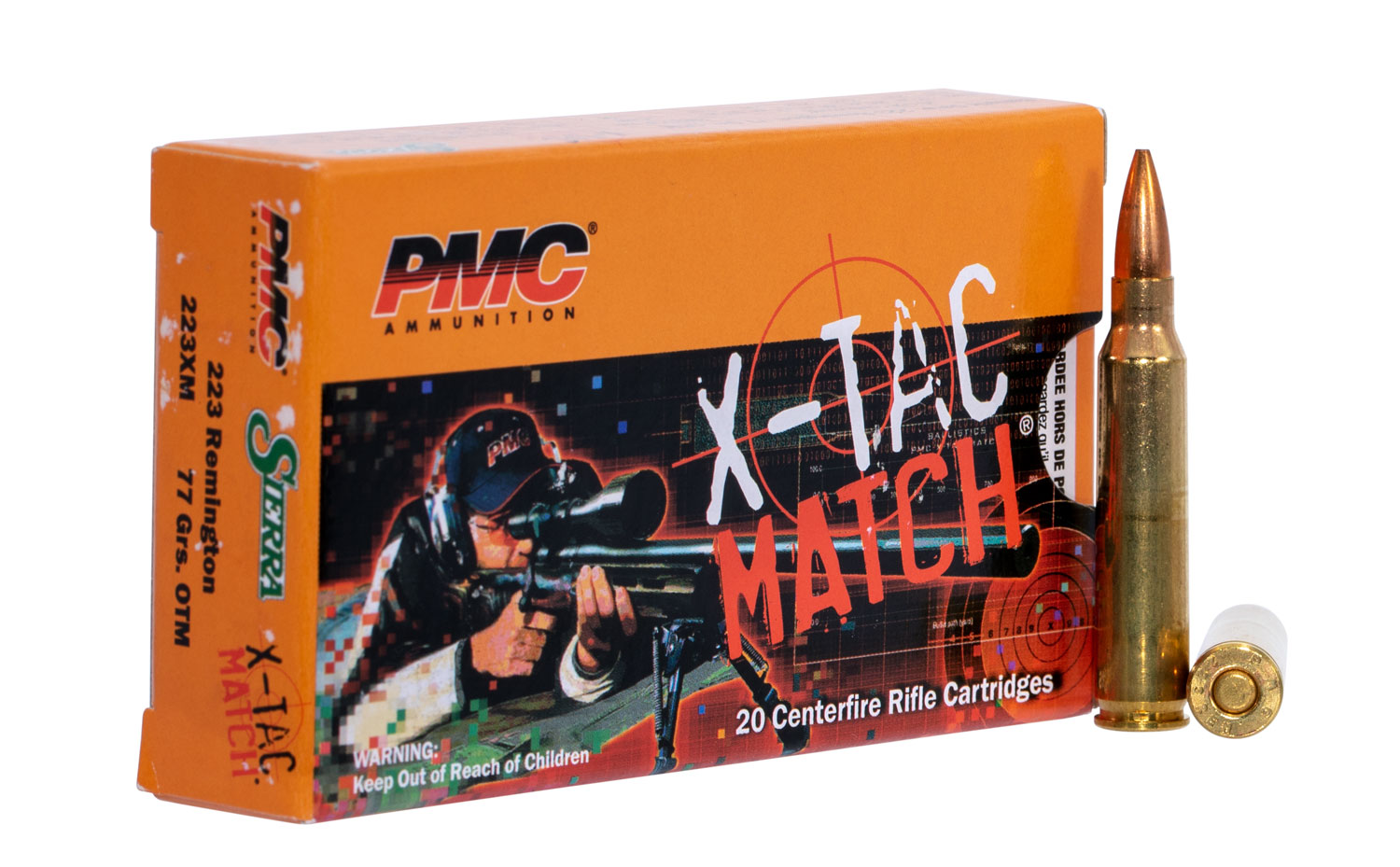 PMC X-Tac Match 223 Remington Brass OTM 77 Grain 20 Rounds