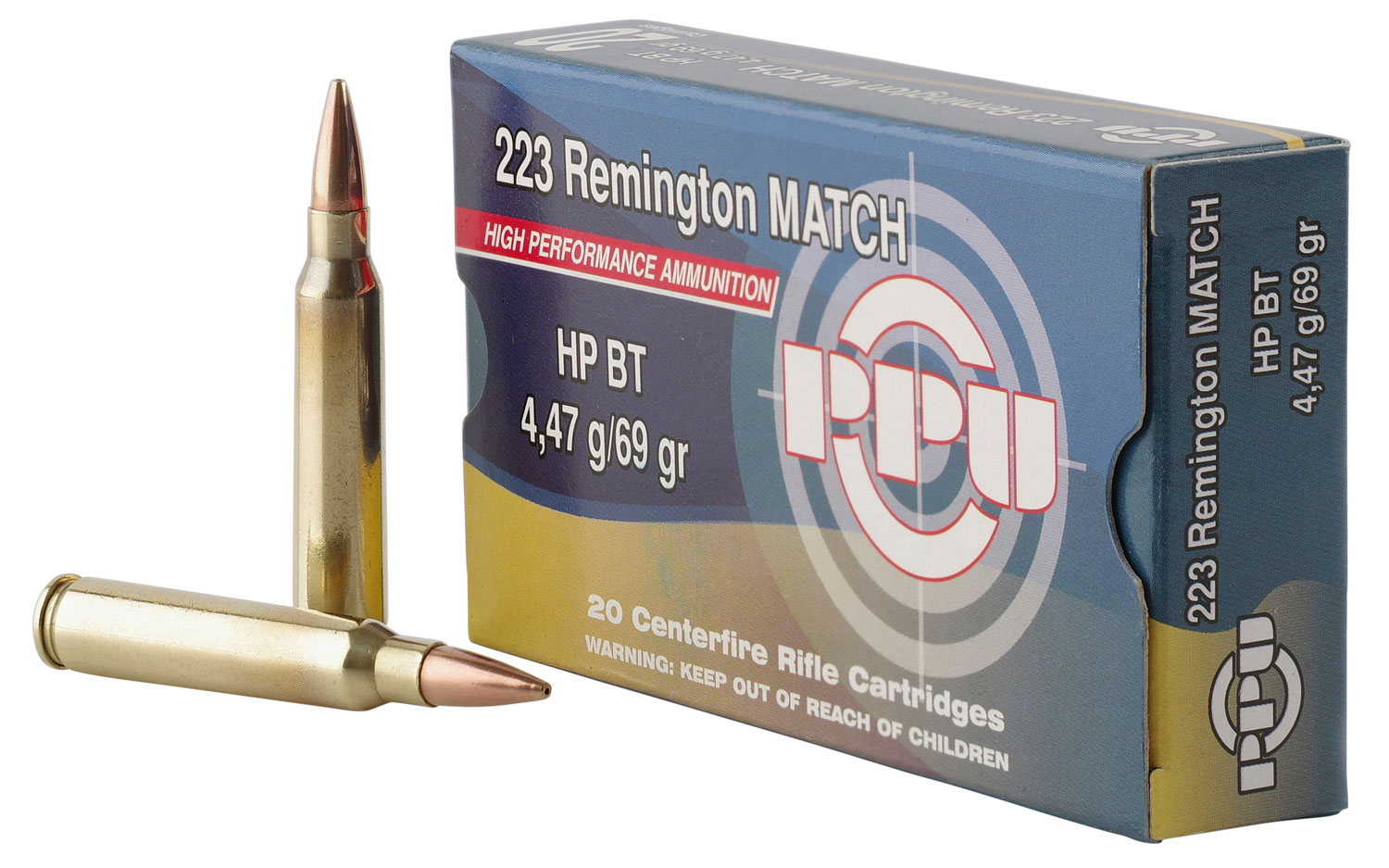 Prvi Partizan Match 223 Remington Brass HPBT 69 Grain 20 Rounds