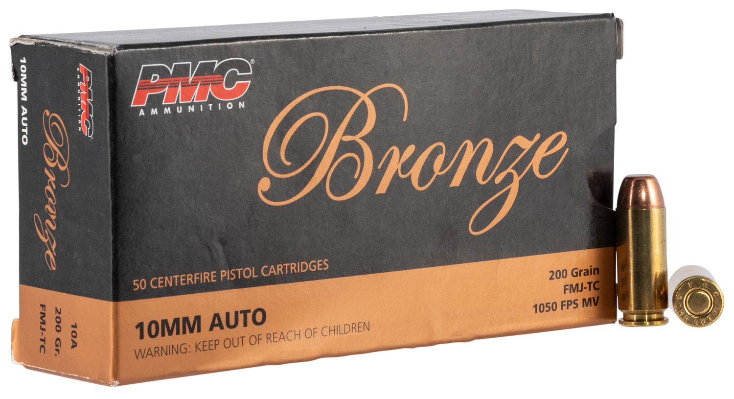 PMC Bronze 10 mm Auto Brass FMJTC 200 Grain 50 Rounds