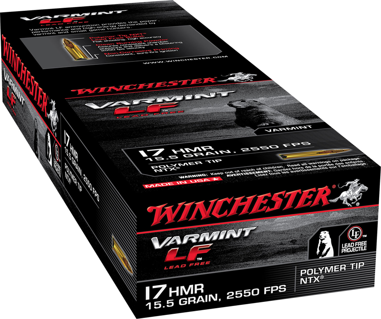 Winchester Varmint 17 HMR Brass PT 15.5 Grain 50 Rounds