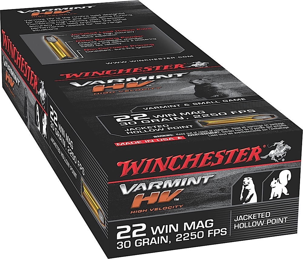 Winchester Varmint HV 22 WMR Brass JHP 30 Grain 50 Rounds