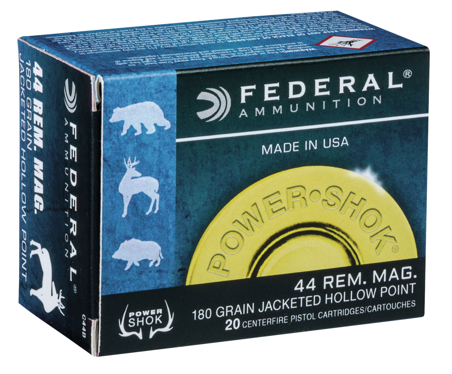 Federal 44 Rem Mag Brass JHP 180 Grain 20 Rounds