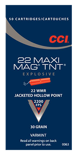 CCI Maxi-Mag 22 WMR Brass JHP 30 Grain 50 Rounds