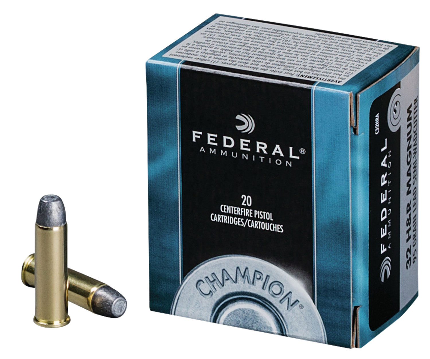 Federal Champion Training 32 H&R Mag Brass LSWC 95 Grain 20 Rounds