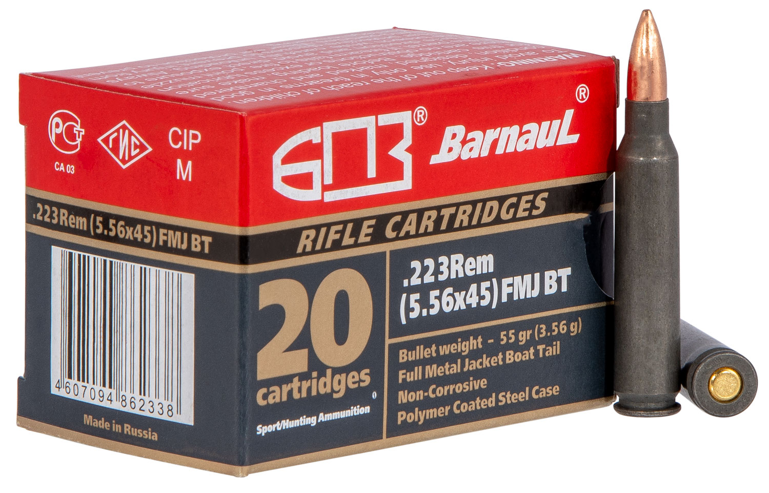 Barnaul 223 Remington Steel FMJBT 55 Grain 20 Rounds