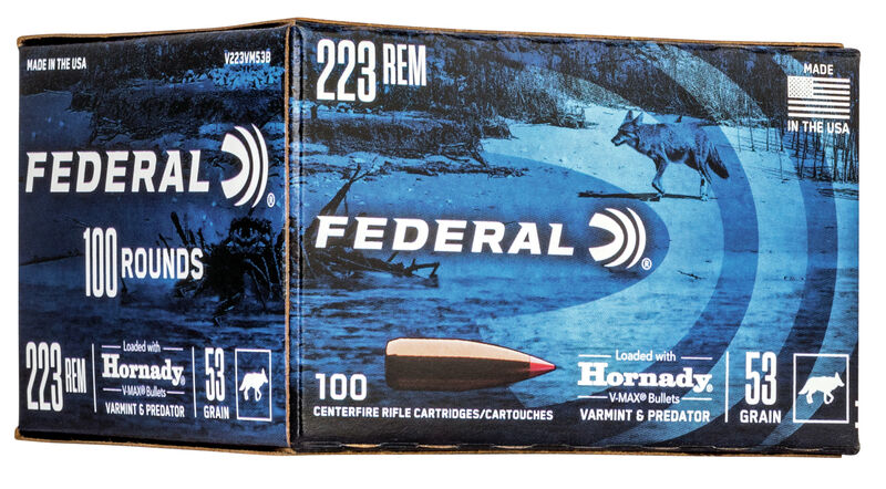Federal Varmint & Predator 223 Remington Brass Hornady V-Max 53 Grain 100 Rounds