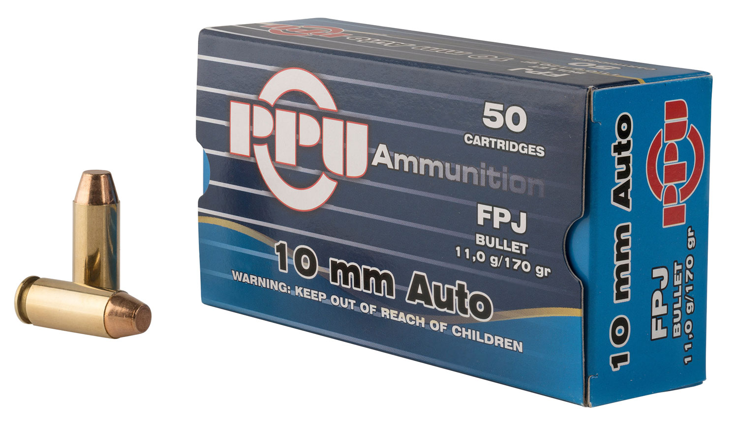 Prvi Partizan 10 mm Auto Brass FPJ 170 Grain 50 Rounds