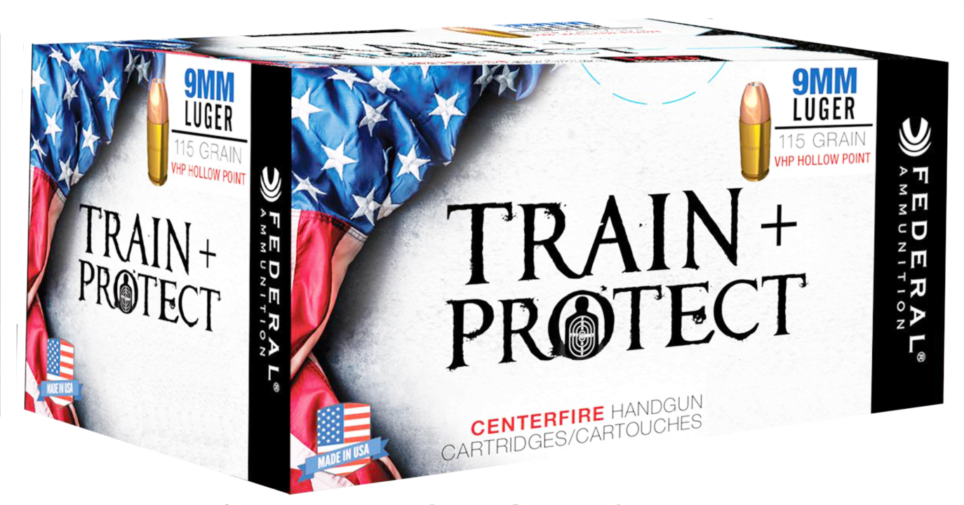 Federal Train + Protect 9MM Luger Brass HP 115 Grain 50 Rounds