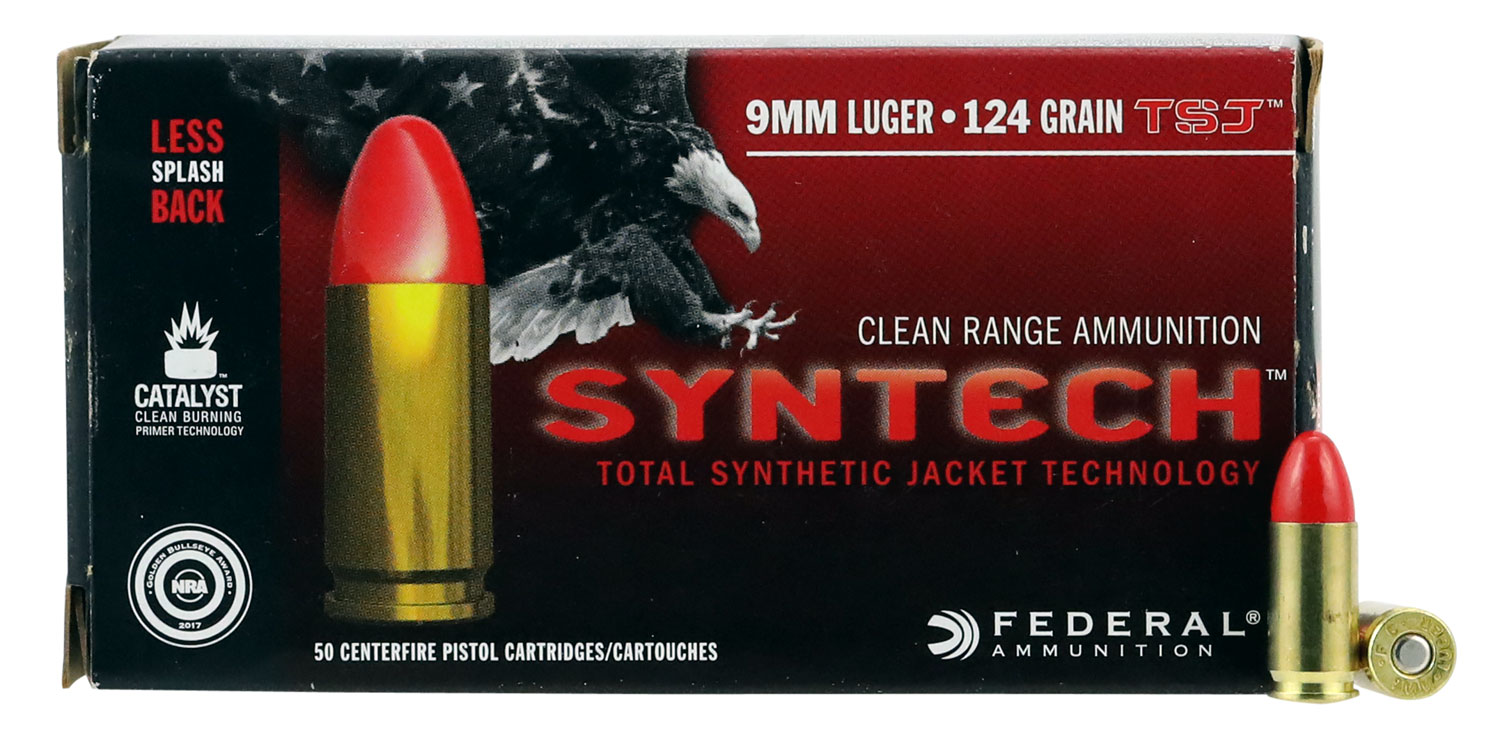 Federal American Eagle Round Nose 9mm Luger Brass TSJ 124 Grain 50 Rounds