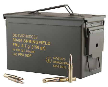 Prvi Partizan 30-06 Springfield M1 Garand Brass FMJ 150 Grain Metal Can 500 Rounds