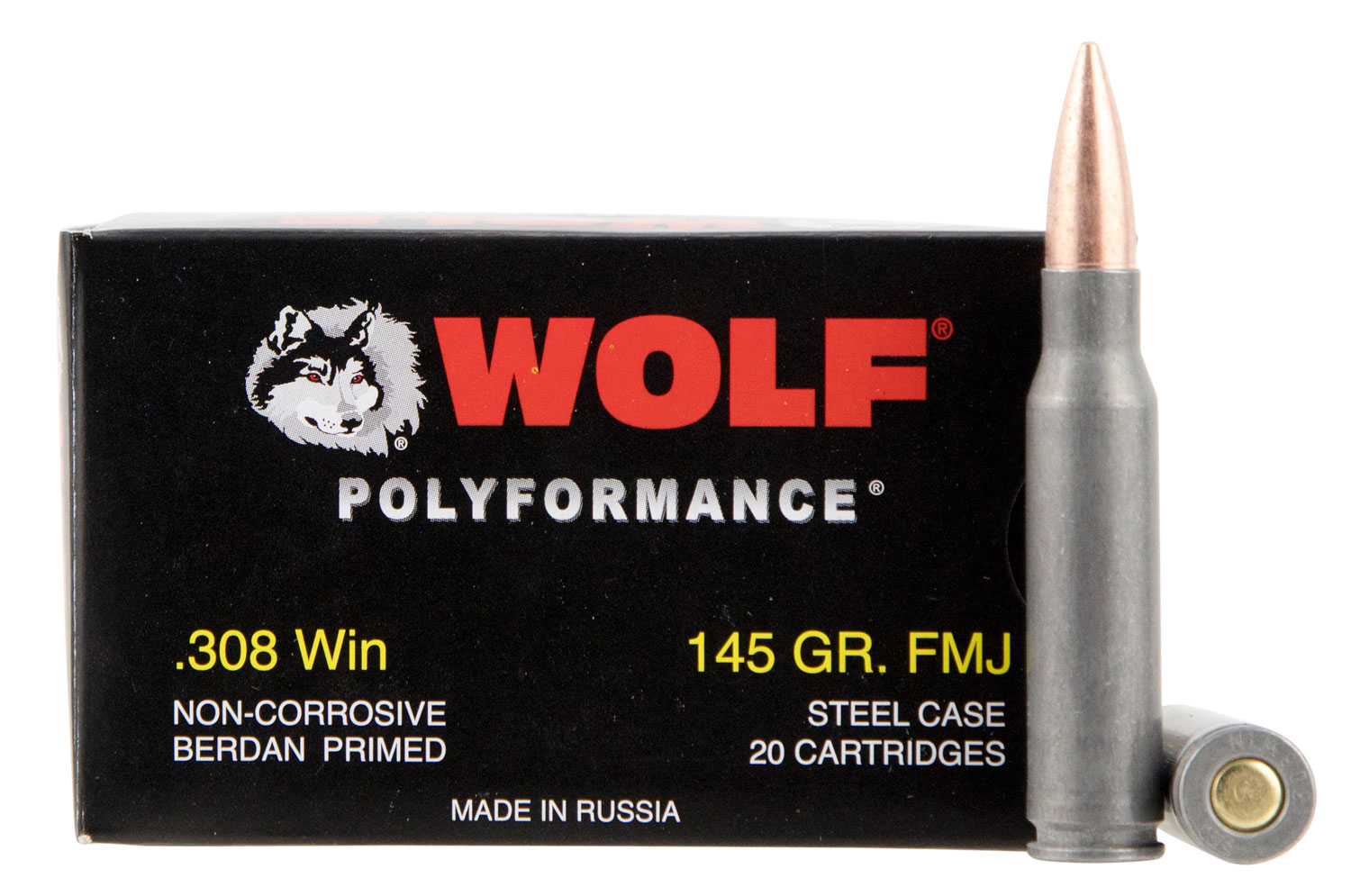 Wolf PolyFormance 308 Win Steel FMJ 145 Grain 20 Rounds