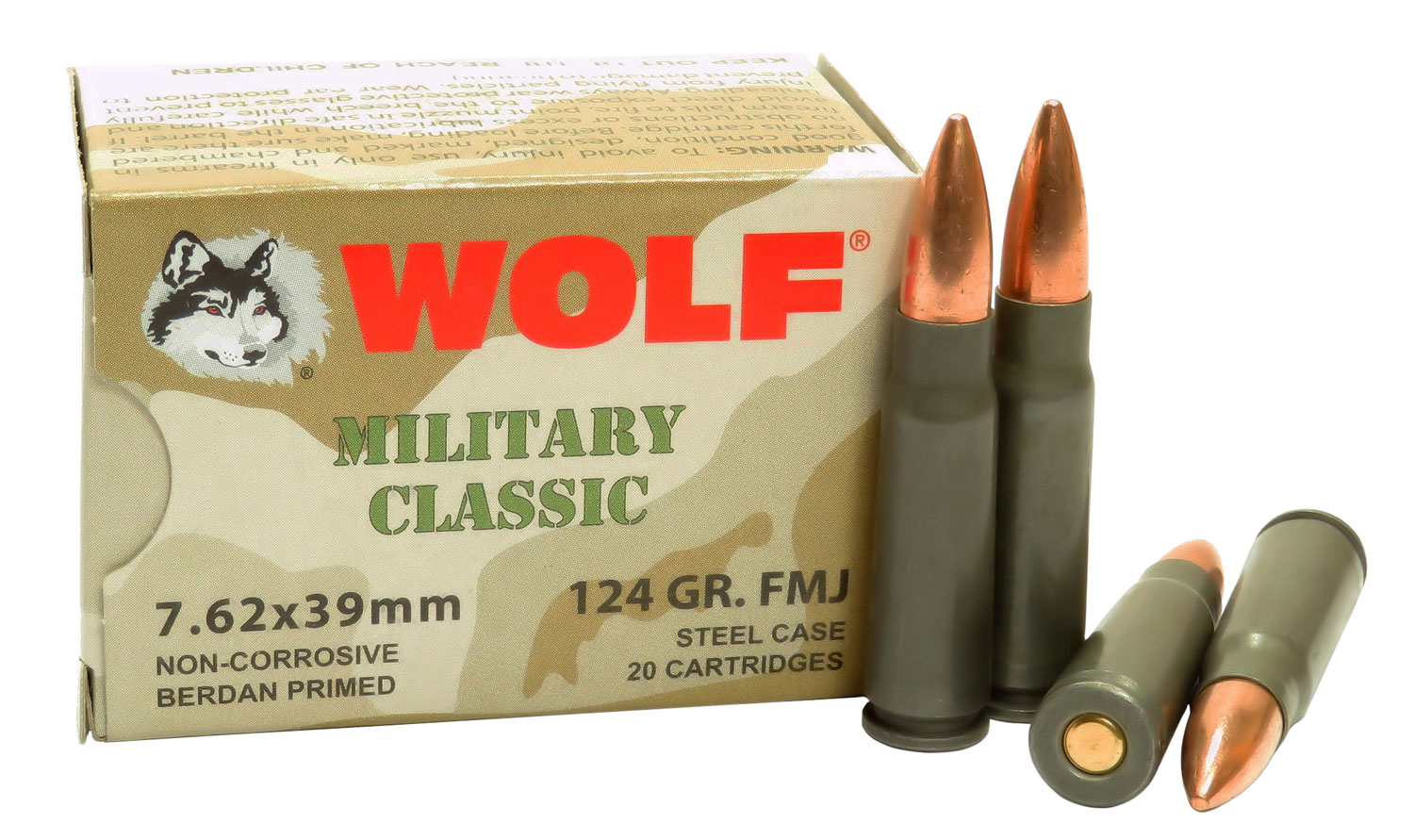 Wolf Military Classic 7.62x39mm Steel FMJ 124 Grain 20 Rounds