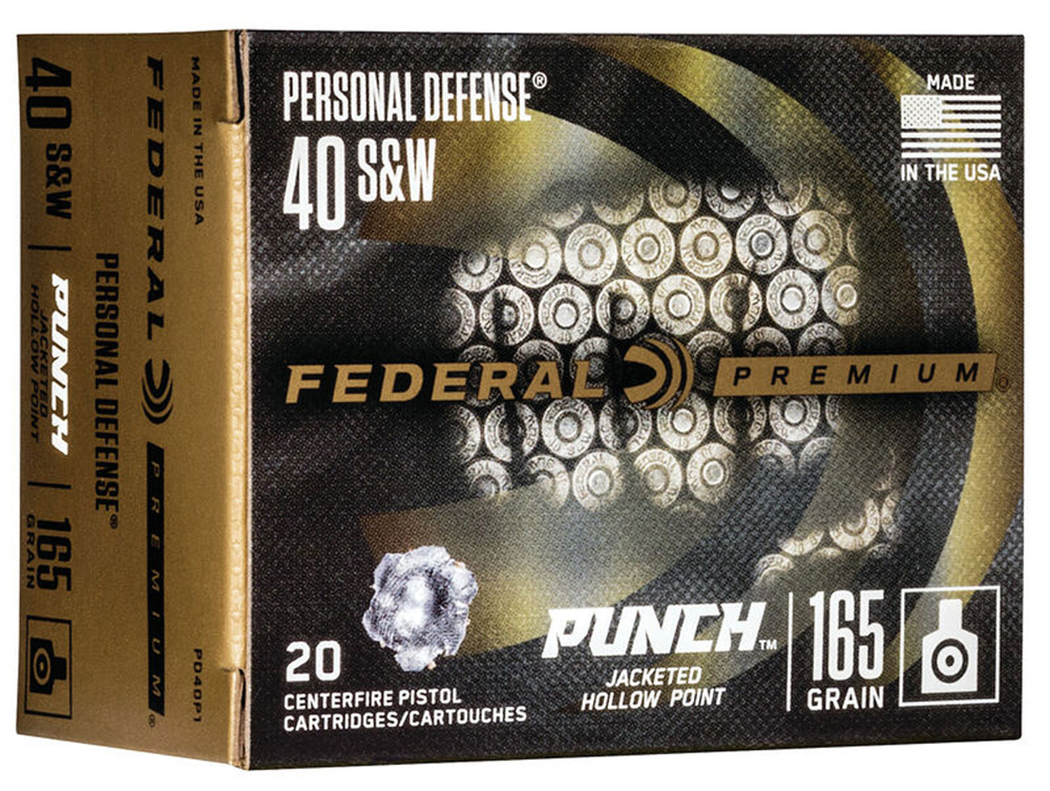 Federal Personal Defense Punch 40 S&W Nickel Plated Brass JHP 165 Grain 20 Rounds