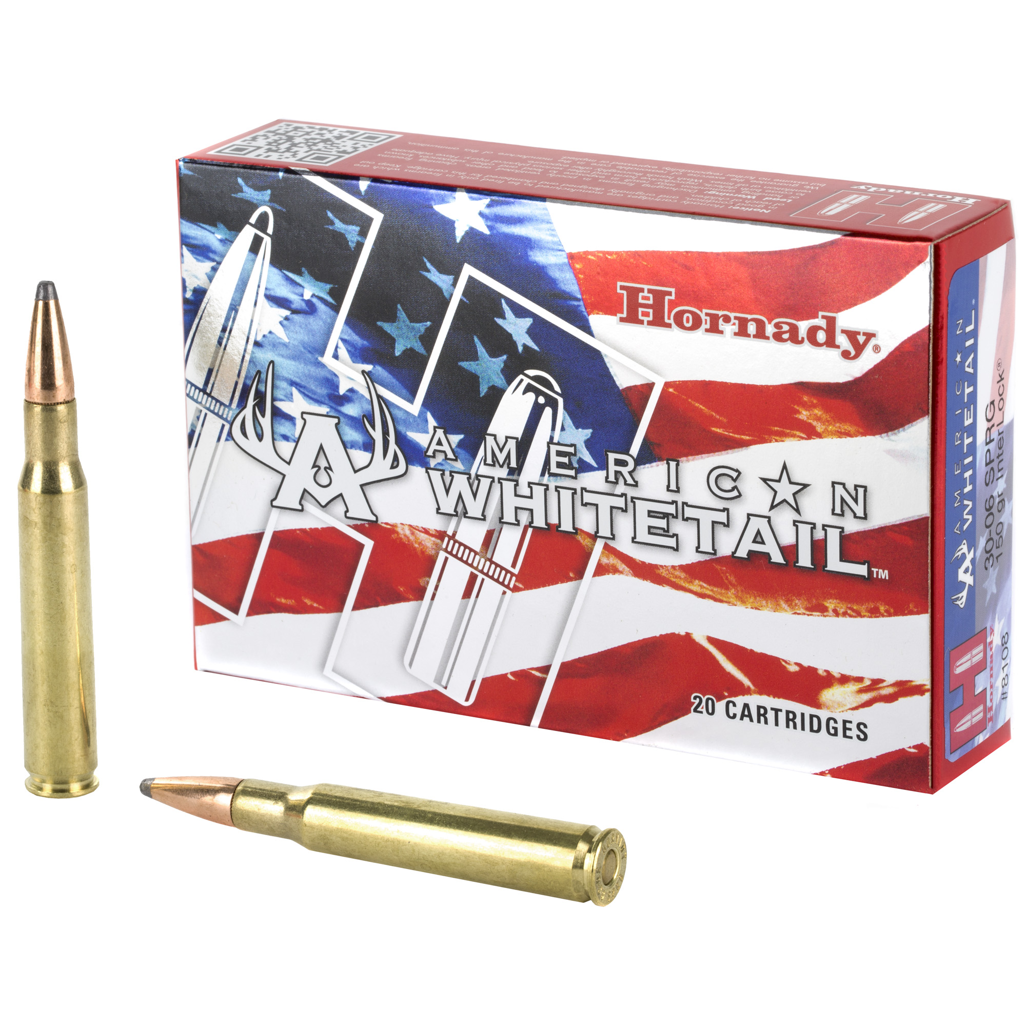 Hornady American Whitetail 30-06 Springfield Brass SP 150 Grain 20 Rounds