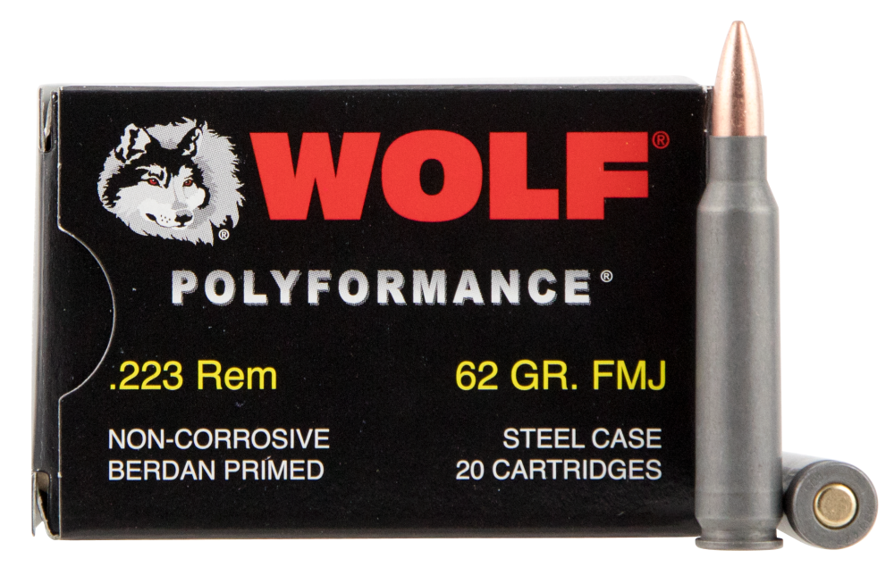 Wolf PolyFormance Steel 223 Remington Steel FMJ 62 Grain 20 Rounds