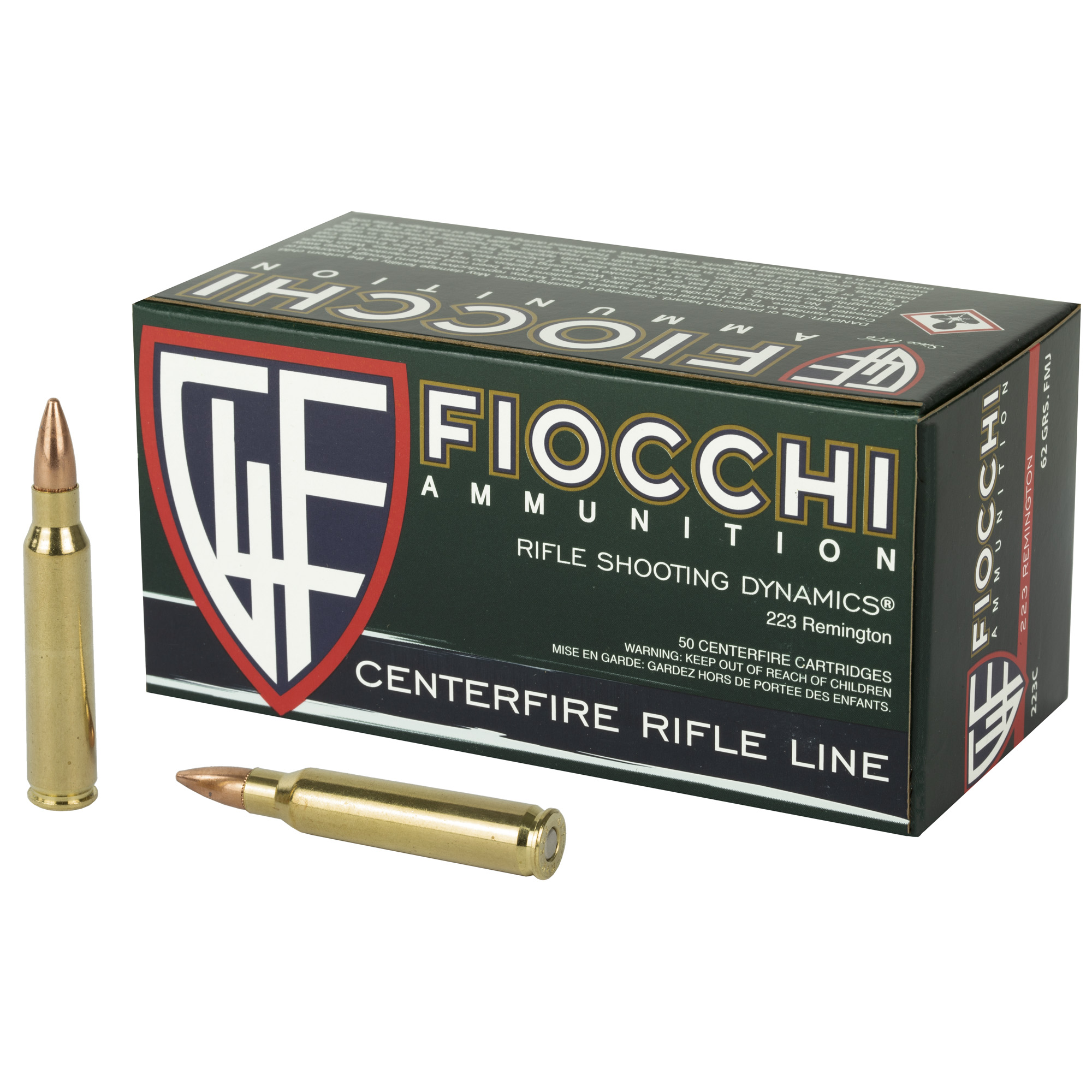 Fiocchi Shooting Dynamics 223 Remington Brass FMJBT 62 Grain 50 Rounds