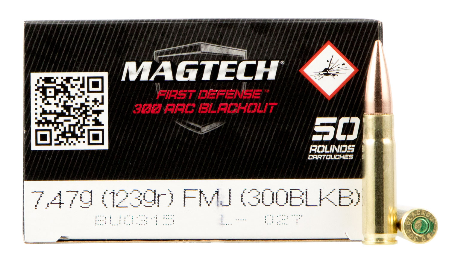 Magtech First Defense 300 Blackout Brass FMJ 123 Grain 50 Rounds