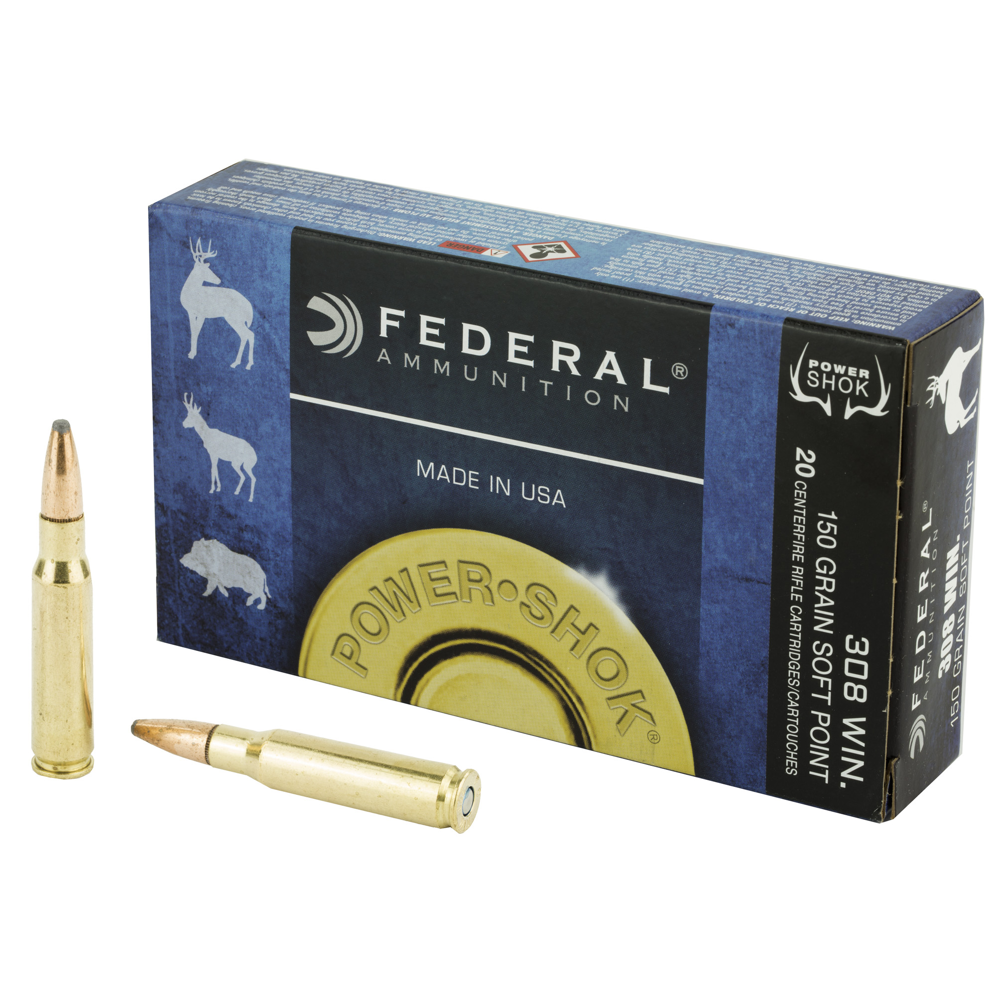 Federal Power-Shok 308 Win Brass SP 150 Grain 20 Rounds