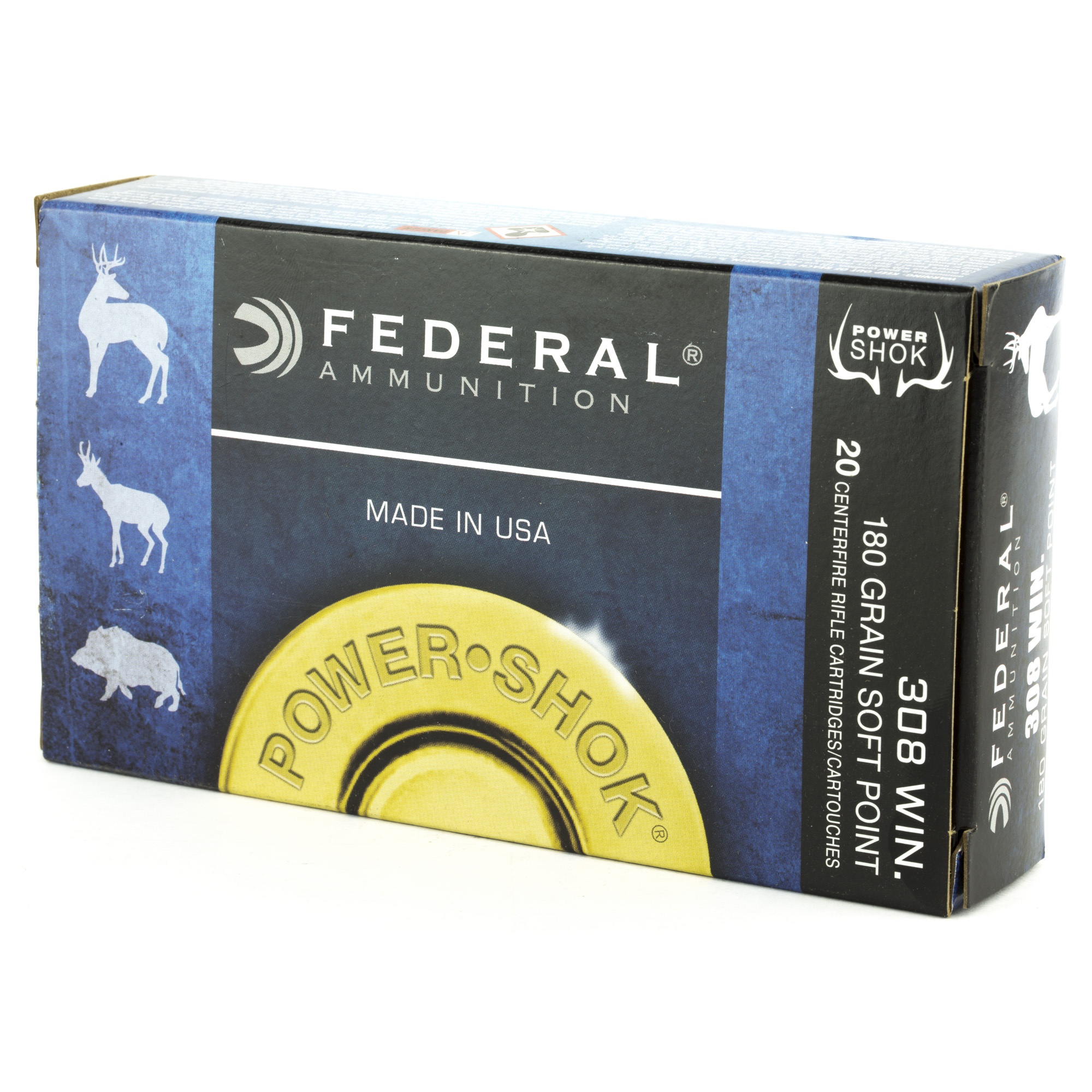 Federal Power-Shok 308 Win Brass SP 180 Grain 20 Rounds