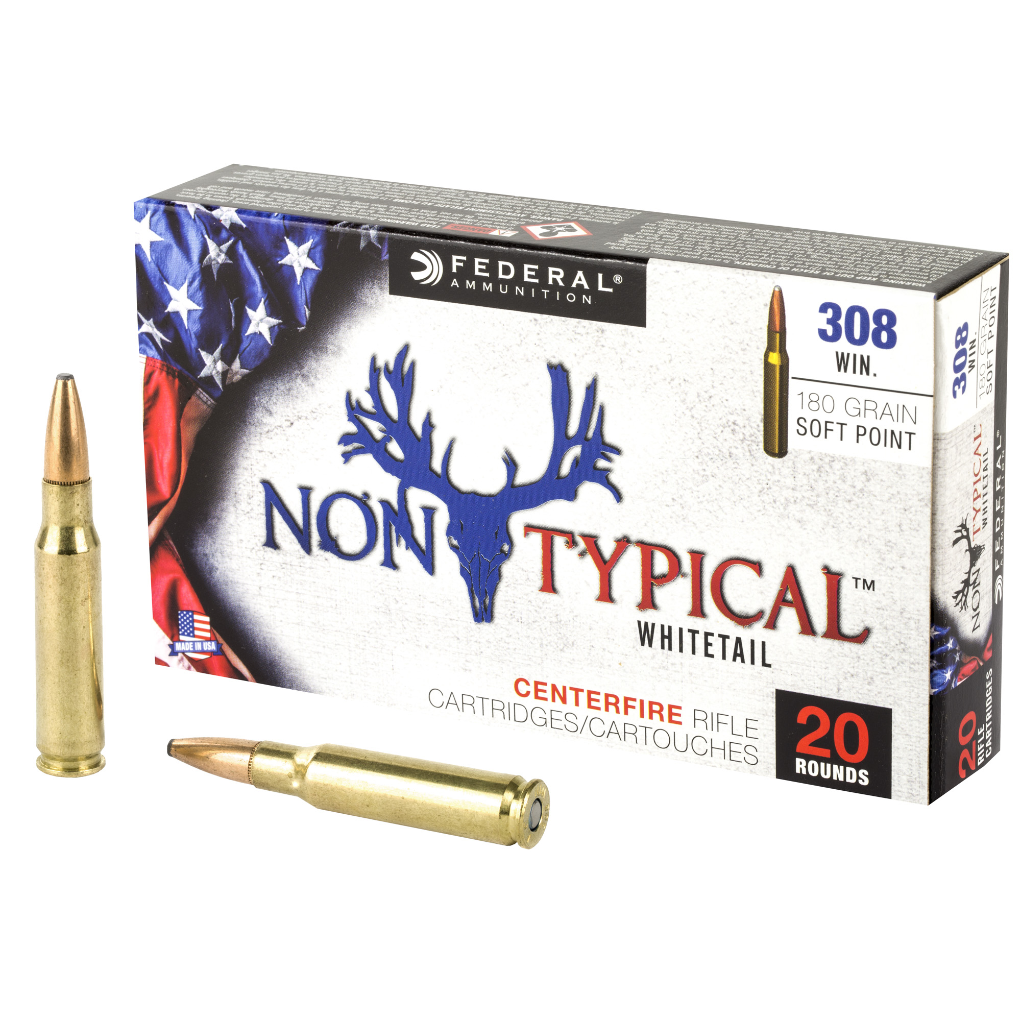 Federal Non-Typical 308 Win Brass SP 180 Grain 20 Rounds