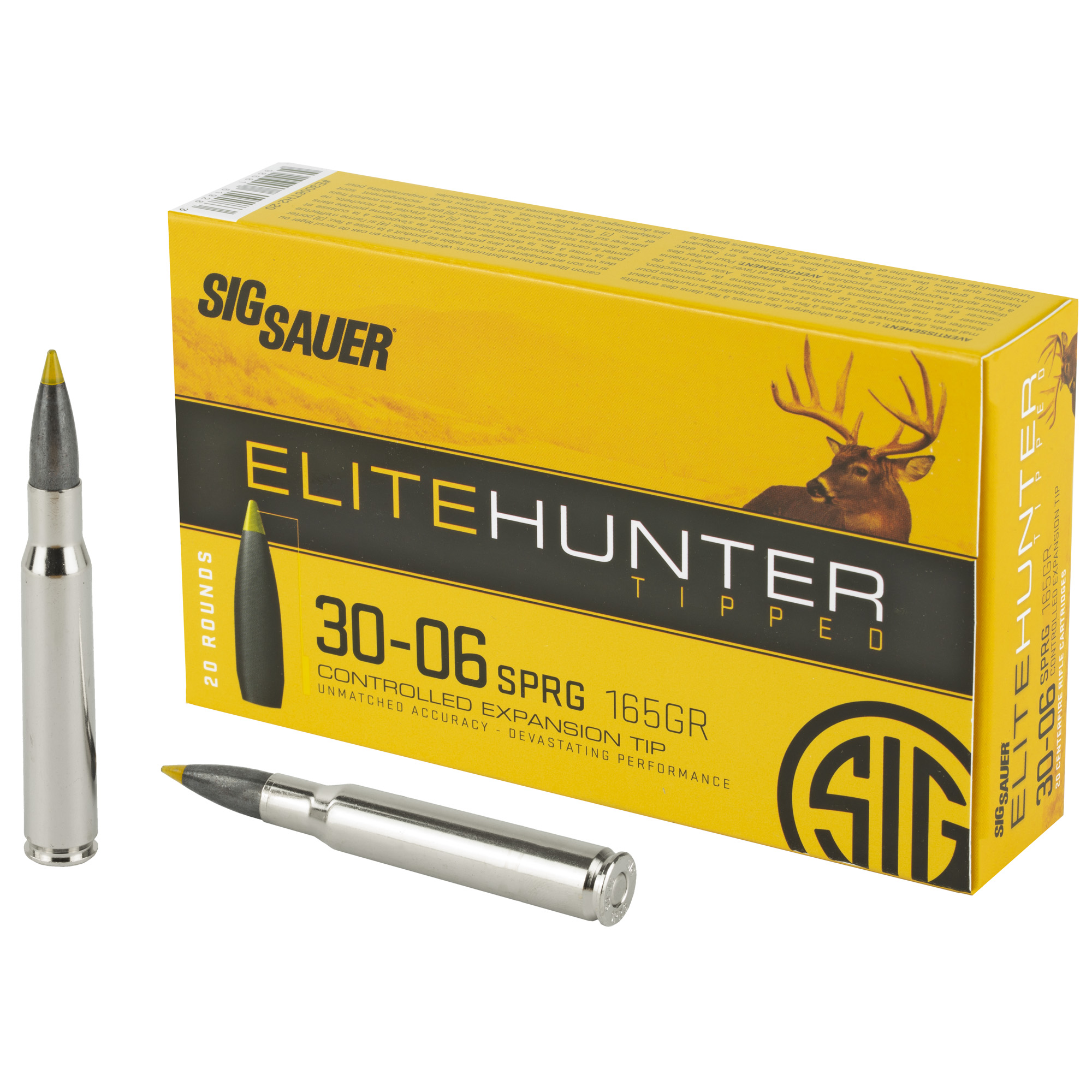 Sig Sauer Elite Hunter Tipped 30-06 Springfield Nickel Plated Brass CET 165 Grain 20 Rounds