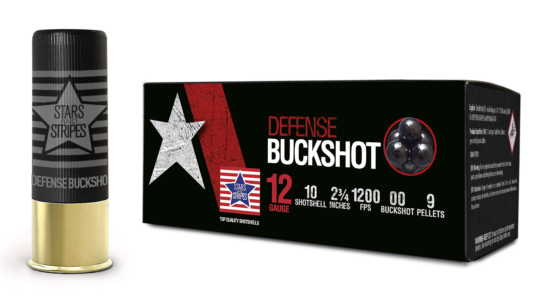 Stars and Stripes 12 Gauge 2.75" 00 Buck 9 Pellets 10 Rounds