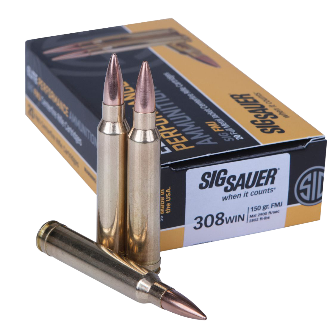 Sig Sauer Elite Performance 308 Win Brass FMJ 150 Grain 20 Rounds