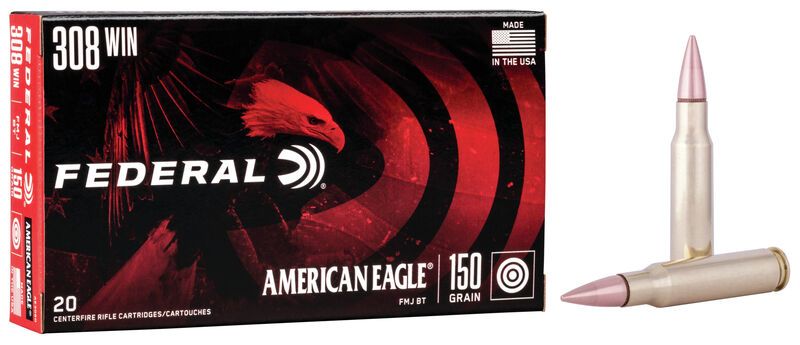 Federal American Eagle 308 Win Brass FMJBT 150 Grain 20 Rounds