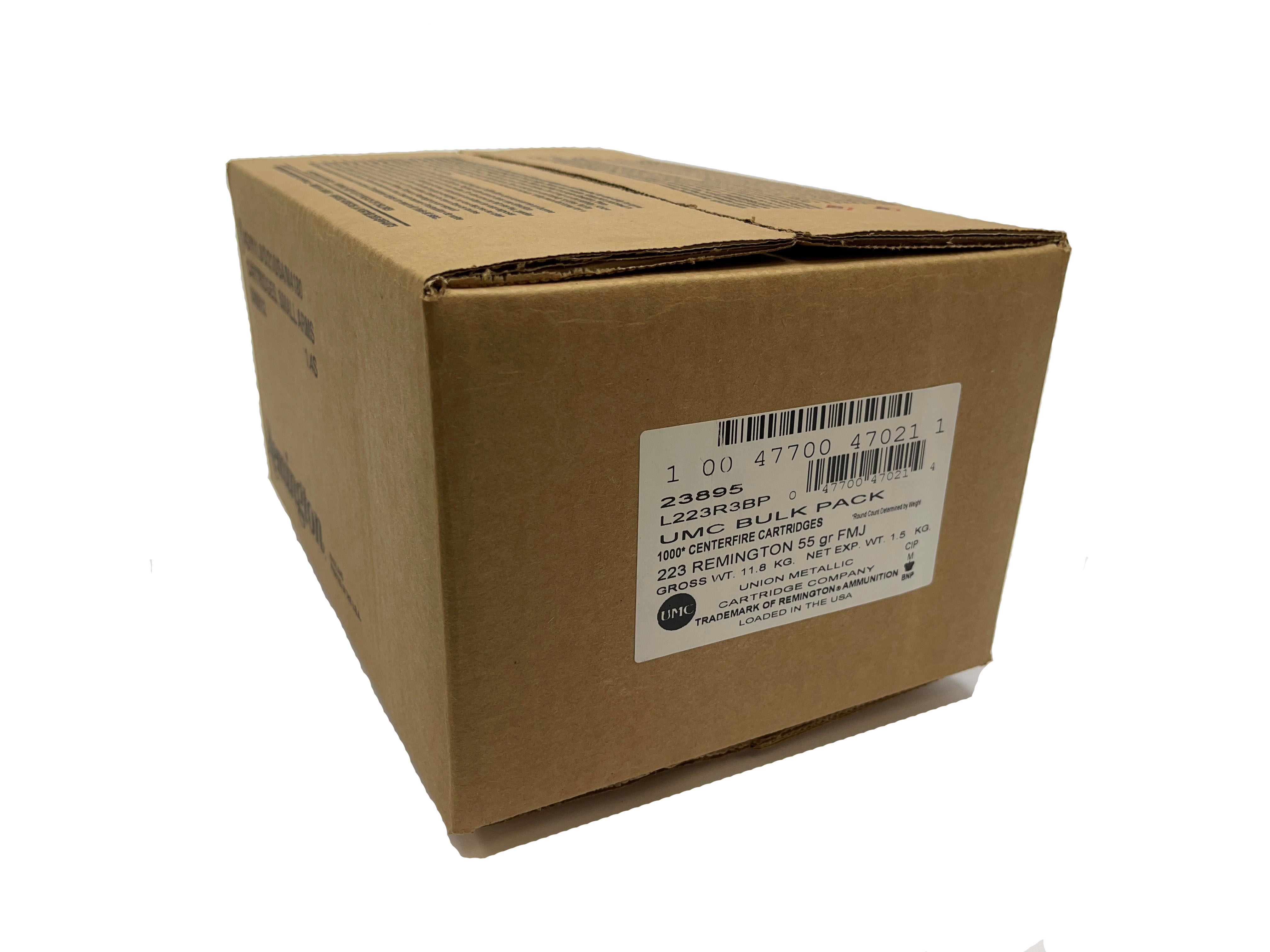 Remington UMC Bulk Pack 223 Remington Brass FMJ 55 Grain 1000 Rounds